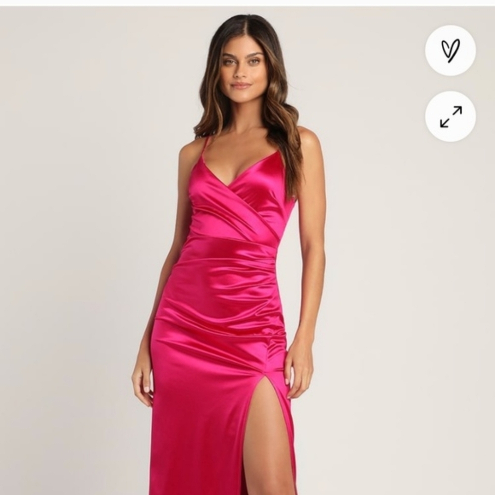 Lulus Magenta Satin dress, EUC